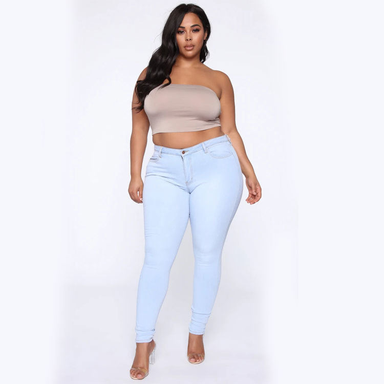 Pantalon crayon en denim à haute élasticité pour femmes