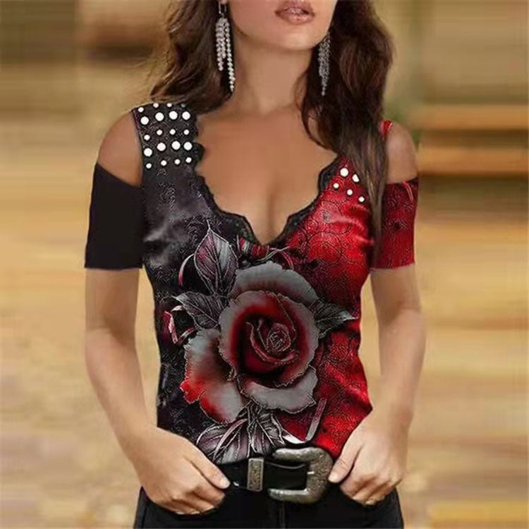 Camiseta de manga corta con estampado de mujer