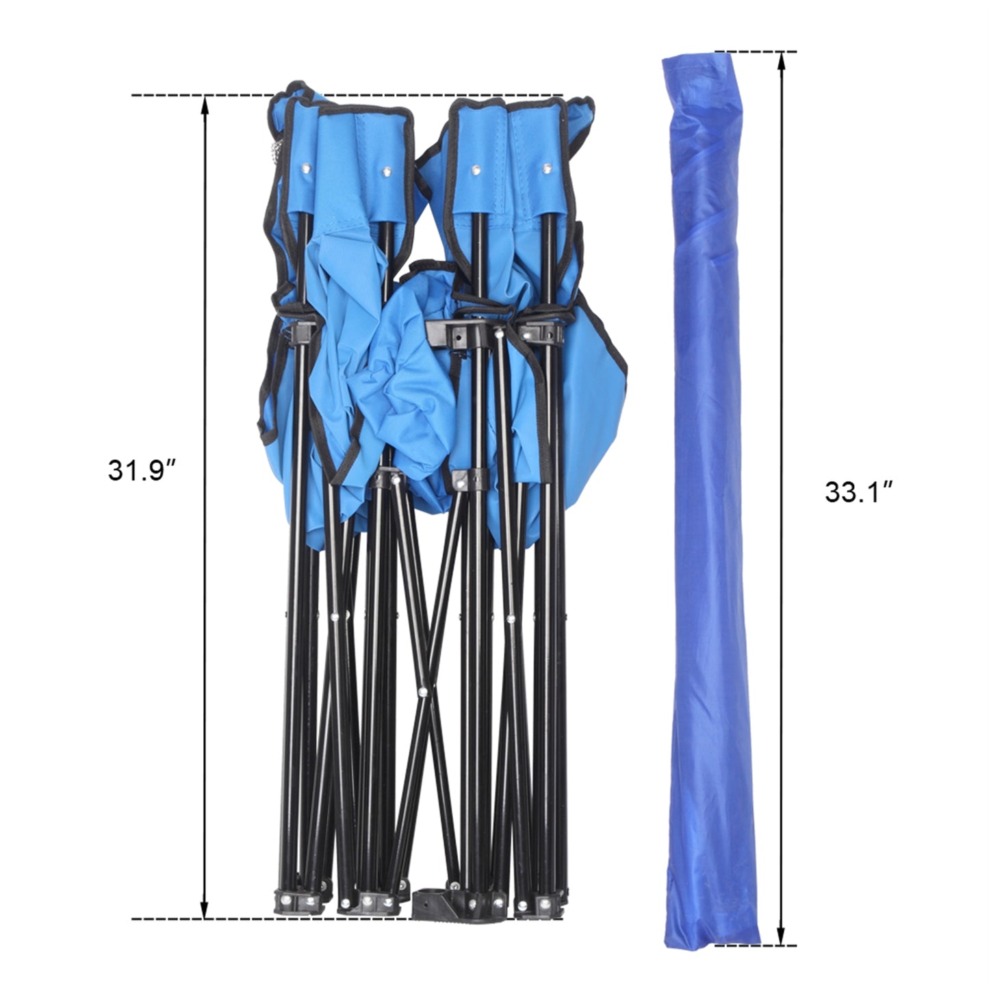 Silla plegable portátil de 2 asientos para exteriores con sombrilla extraíble 