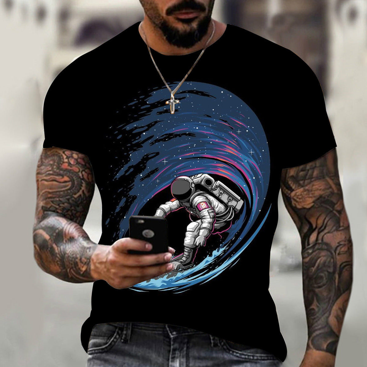 T-shirt pour homme imprimé astronaute à la mode