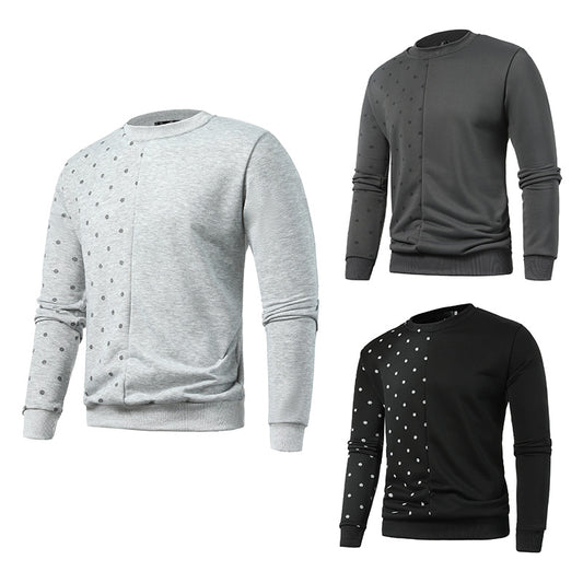 Pull décontracté à col rond imprimé pour hommes