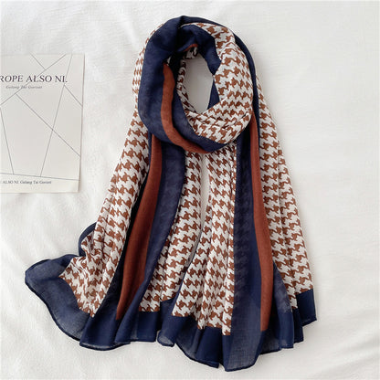 Fake Travel Shawl Geometric Plaid Scarf