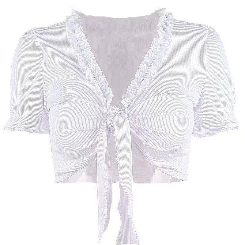 Top de vendaje con volantes para niña