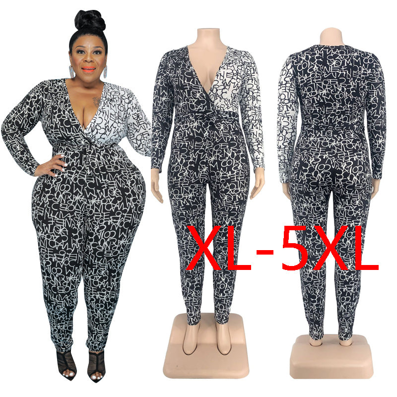 Women Long Sleeves V Neck Jumpsuit