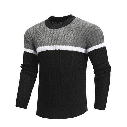 Hommes décontracté tricoté doux coton chandails pull hommes hiver nouvelle mode rayé col rond pull