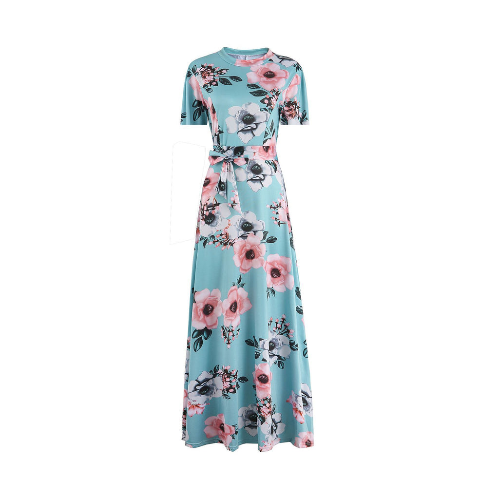 Robe à manches courtes à fleurs pour femmes