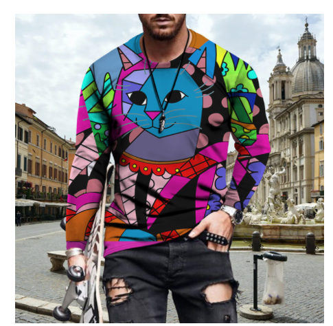 Nouveau produit T-shirt à manches longues pour hommes à impression numérique