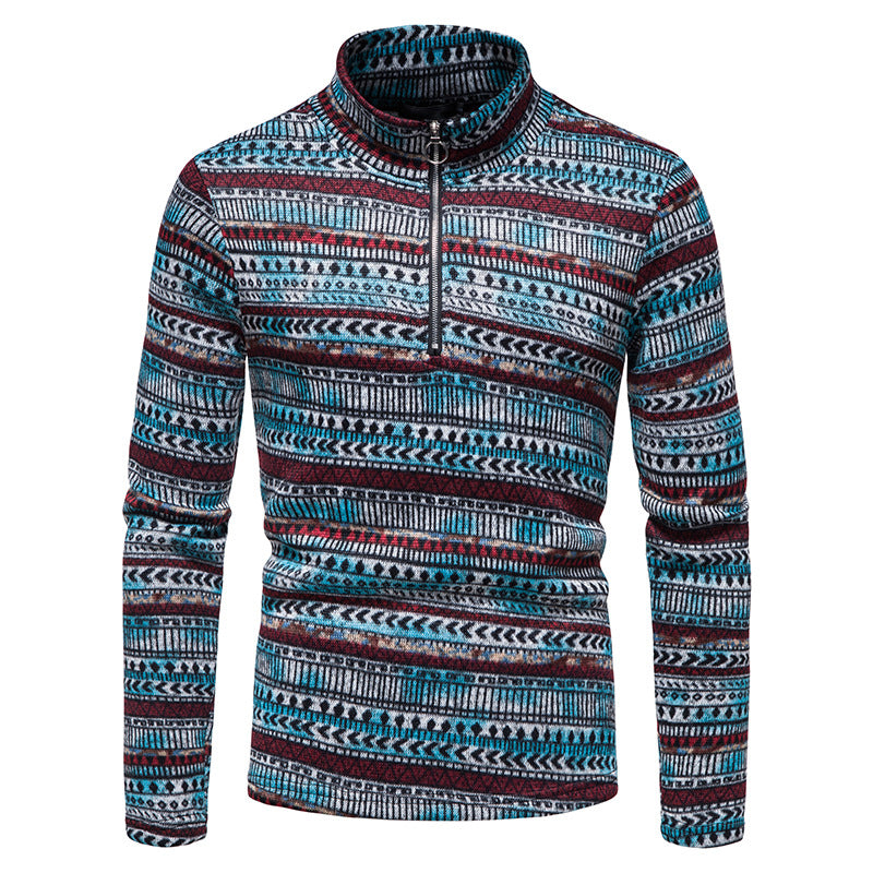 Jersey de cuello alto con cremallera para hombre Estilo de celebridad Moda