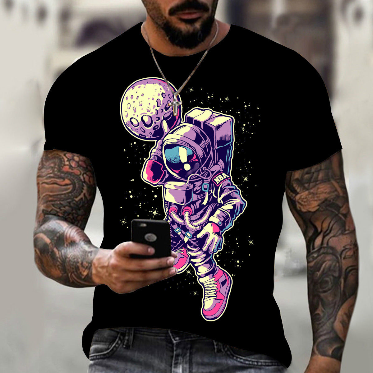 Camiseta casual de manga corta con estampado 3D para hombre