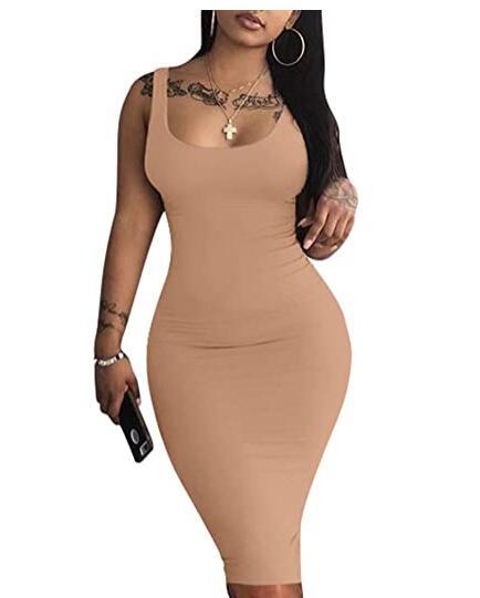 Robe débardeur moulante sexy pour femme sans manches