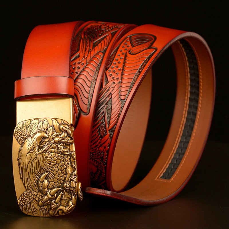 Cinturón de hombre con hebilla automática y cabeza de águila de temperamento a la moda