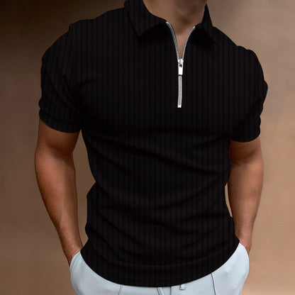 Men's Polo Shirt With Zipper Stripes