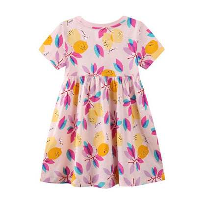 Vestido de estampado de tendencia casual de moda para niñas