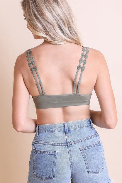 Bralette con aplicación de encaje en los ojos