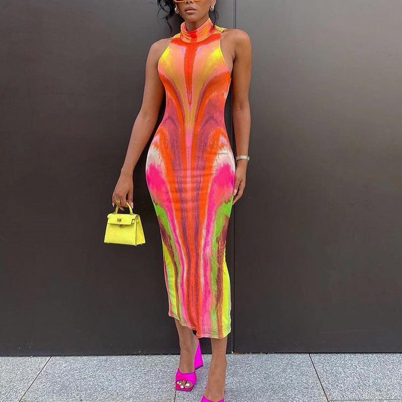 Robe sans manches à imprimé dégradé pour femmes