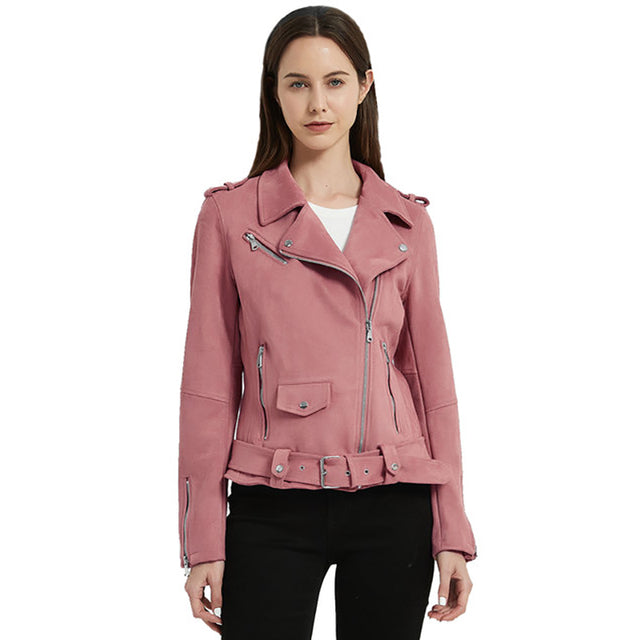 Giolshon Automne Fleurs Broderie PU Veste En Cuir Femmes