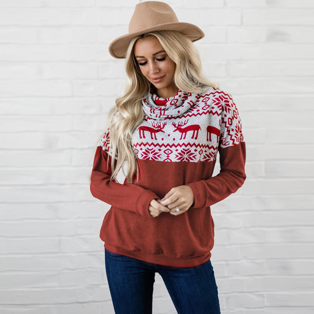 Ladies Winter Long Sleeve Pullover Sweater Printed Casual