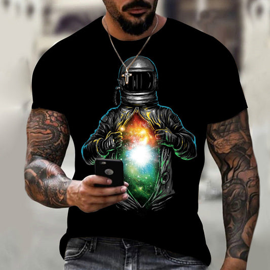 Camiseta casual de manga corta con estampado 3D para hombre