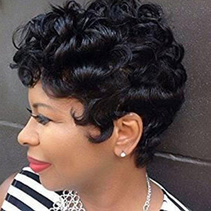 Short Curly Hair Wig Chemical Fiber Headgear