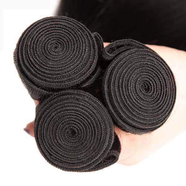 Rideau noir droit de couleur naturelle de cheveux humains