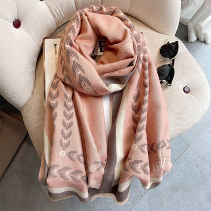 Elegant Cashmere Scarf Color Matching Long Warm And Thick