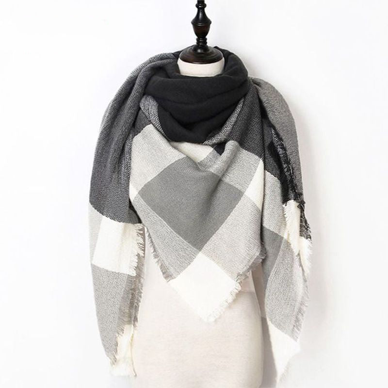 Automne et hiver imitation cachemire plus plaid coloré double face