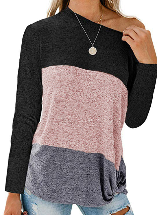 Camiseta informal con manga de muñeca y cuello redondo para mujer