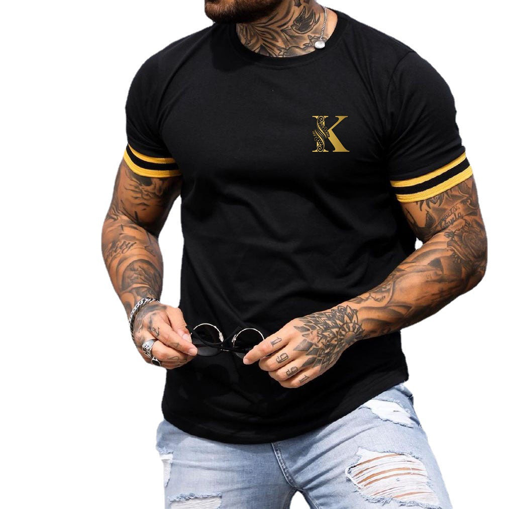 Men's Fashion K Multicolor Printing Casual Slim-fit Short Sleeve T-shirt