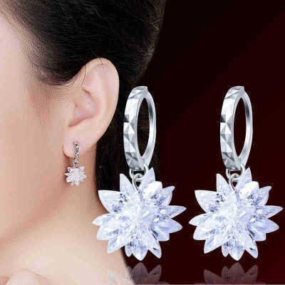 Pendientes de plata 925 de hielo de belleza pura de nueva moda pendientes hipoalergénicos que no se desvanecen