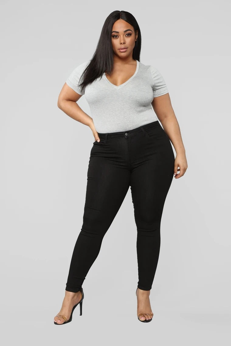 Pantalon crayon en denim à haute élasticité pour femmes