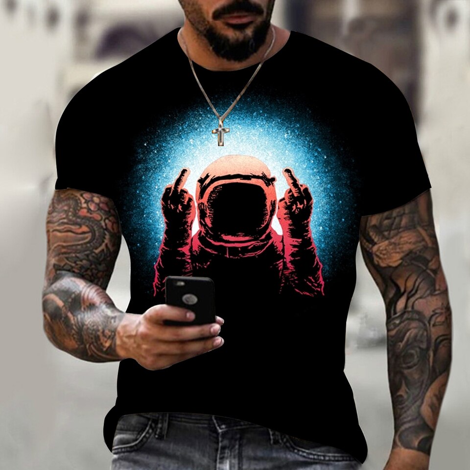 Camiseta casual de manga corta con estampado 3D para hombre