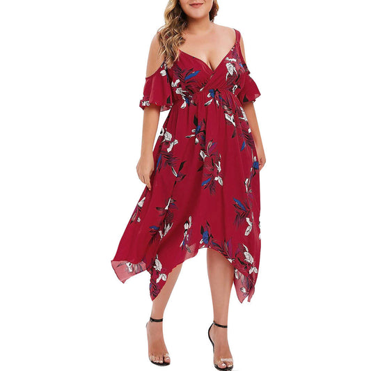 Printed Chiffon Strap Slim Dress