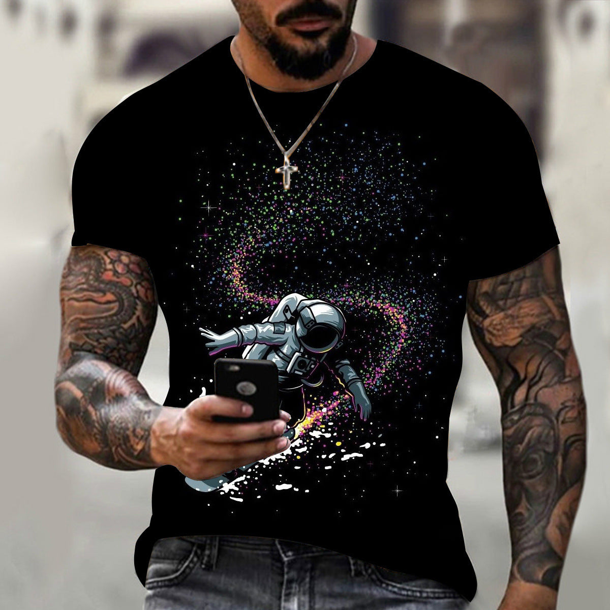 Camiseta casual de manga corta con estampado 3D para hombre