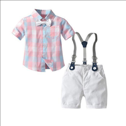 Boy's Pastel and suspenders Suit